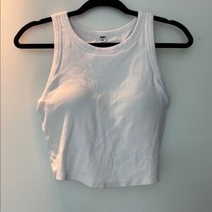 White Ribbed cropped bra sleeveless Tank Top
